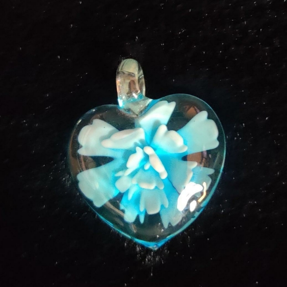 Hand Blown Glass Flower Pendant Y2k Beach Pendant Tropical Core - Picture 2 of 4